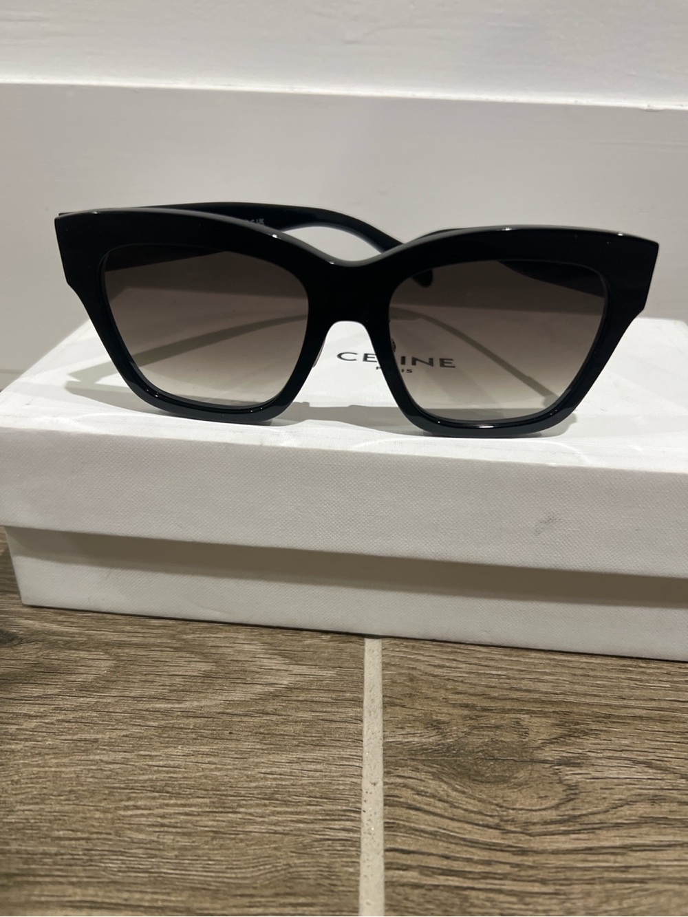 Celine Triomphe Black Cat-Eye Sunglasses with Gradient Lenses - Picture 1 of 6